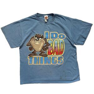 Vintage 90s TAZ  Size L Graphic T-Shirt Looney Tunes Grunge Hip-Hop Retro Blue